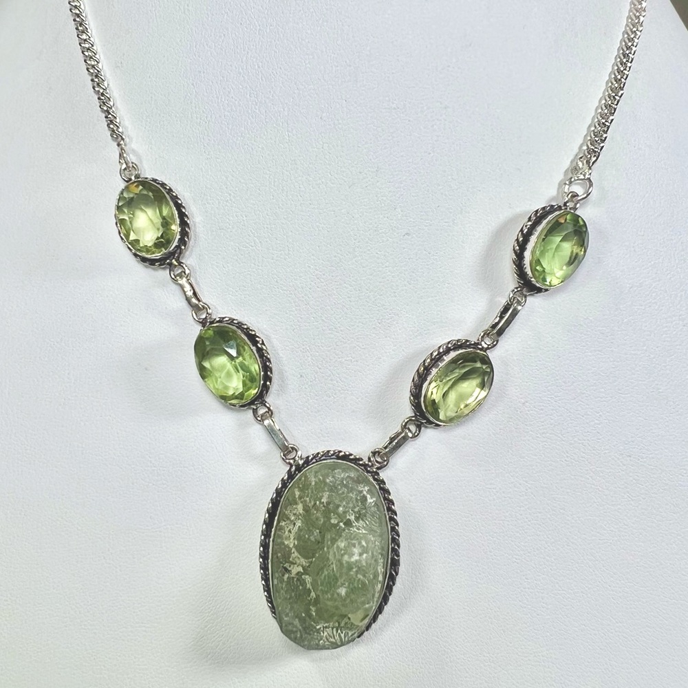 Rough Prehnite 925 Gemstone Necklace ONLY